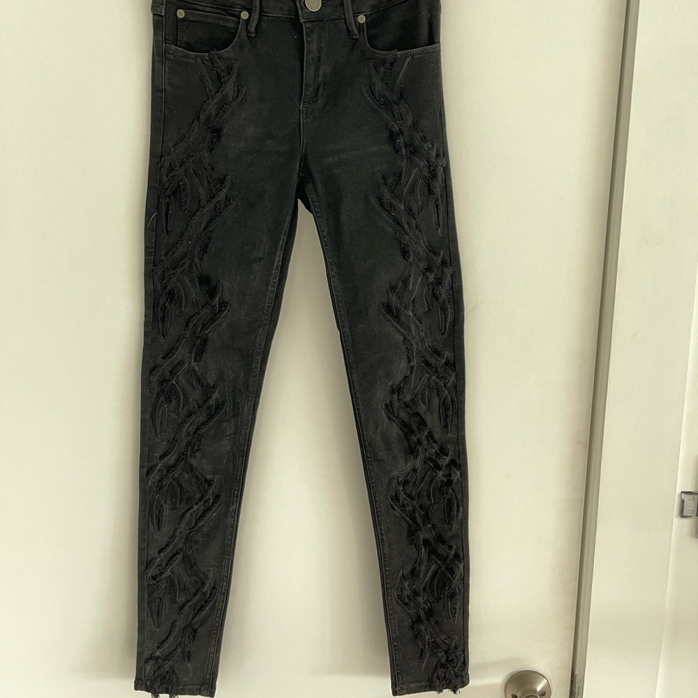 Sandro Black Jeans with Black Appliqués